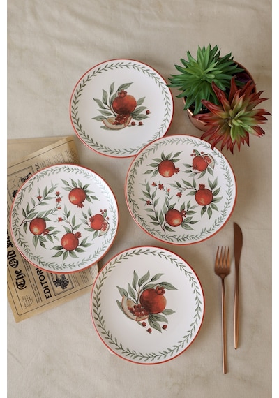 Kerramika Nar Ege Pasta Tabağı 20 Cm 4 Adet 23800-01 Çok Renkli