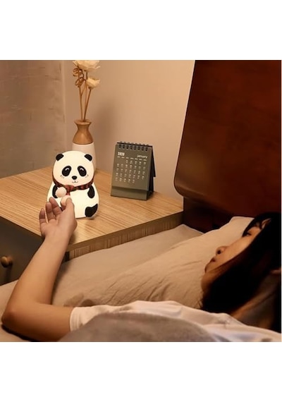 Sevimli Panda Gece Lambası Silikon Led Işık Çocuk Odası Dekoru Hediye Gözü Açık Diğer