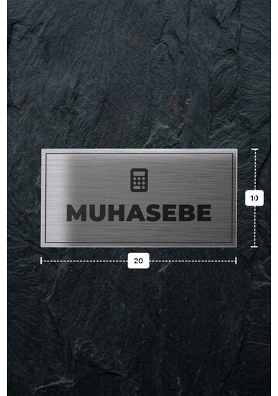 Muhasebe Yazılı - Metal - Gümüş Renk - Kapı İsimliği - 20x10 Cm