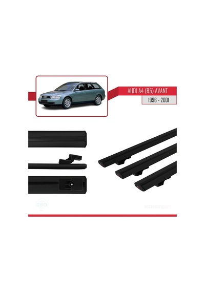 Audi A4 B5 Avant 1996-2001 Arası İle Uyumlu Basic Model Ara Atkı Tavan Barı Siyah 3 Adet