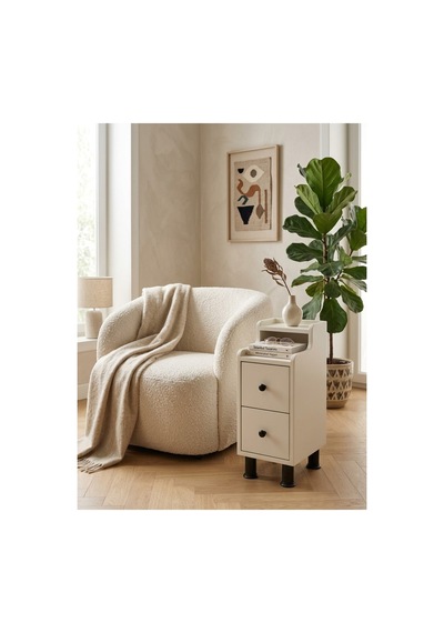Çok Amaçlı Modern Yan Sehpa Organizer Yatak Odası Komodin 25cm Ahşap Görünümlü Ev Tamamlayıcı Beyaz - 926882295 Beyaz