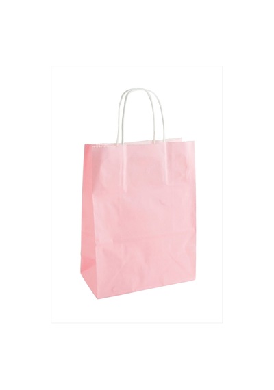 8x18x24 - 82 - Cm Büküm Saplı Kağıt Poşet 1 - Csmo-tex - Adet Pembe