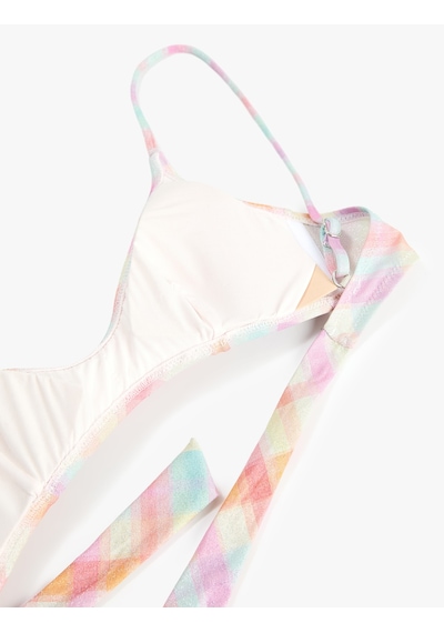 Koton Koton X Sibil Çetinkaya - Parıltılı Ekose Bralet Bikini Üstü Pembe Ekose 6sak10266mm Pembe Ekoseli