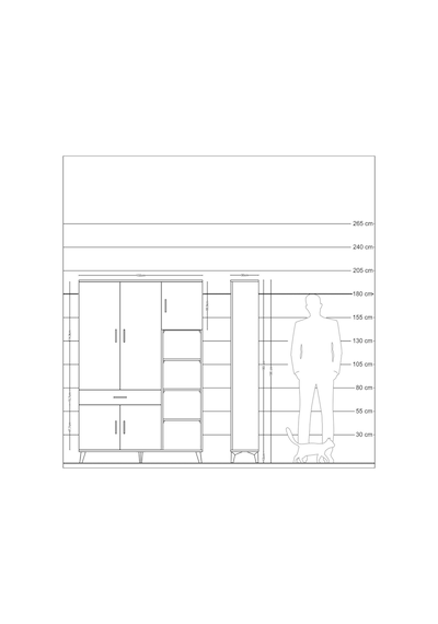 Arges Dolap 10 Raflı Tek Çekmeceli 5 Kapaklı 132x30x195 Antra... Antrasit