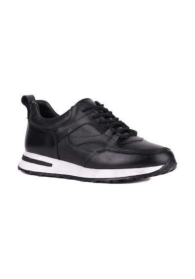 Shoetyle - Siyah Hakiki Deri Bağcıklı Erkek Sneaker 115-k511-1329 Siyah