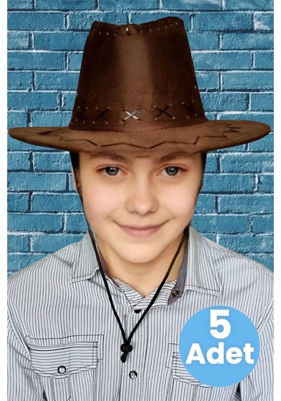 Uniquetrenders Çocuk Unisex 5'li Nubuk Kovboy Şapkası 8-14 Yaş Kahverengi Uniquetrenders Çocuk Unisex 5'li Nubuk Kovboy Şapkası 8-14 Yaş Kahverengi