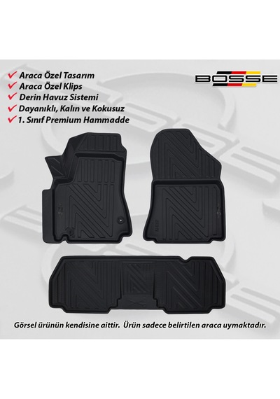 Citroen Berlingo Paspas Araca Özel 2008 2018 Arası BOSSE 3D Havuzlu Oto Paspas Paspas