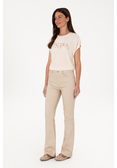 U.S. Polo Assn. Kadın Krem Bisiklet Yaka Tişört 50300777-VR071