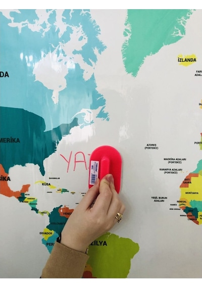 Dünya Haritası Akıllı Kağıt Tahta Yazı Tahtası Özel Baskı Renkli