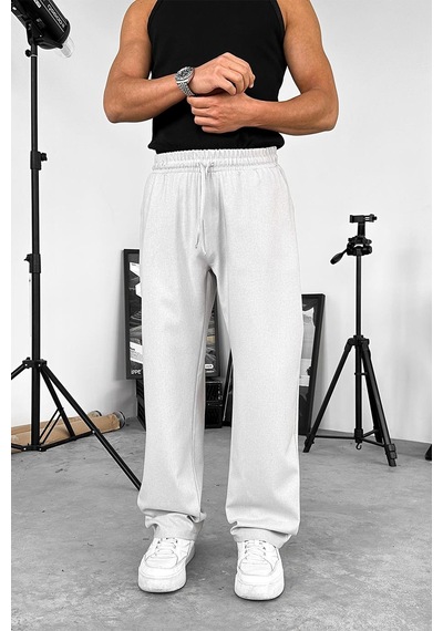 Açık Gri Dokulu Soft Jogger Pantolon Açık Gri