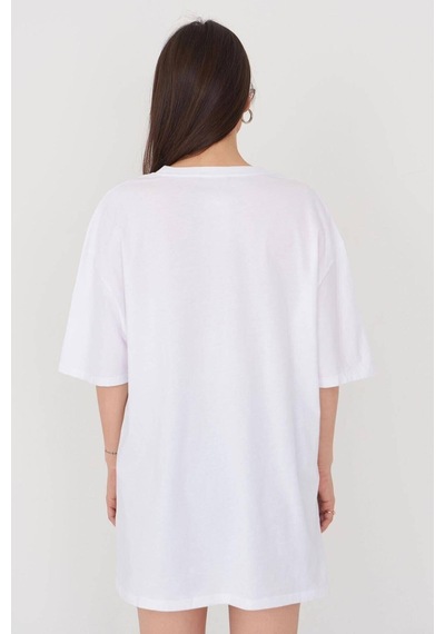 Blackjack Giyim Kadın Beyaz Yazılı Baskılı Tshirt Beyaz