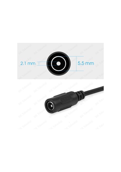 5.5mm X 2.1mm Dişi To 3.5mm X 1.35mm Erkek Dc Güç Adaptör Kablosu