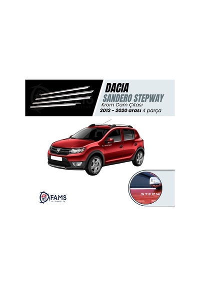 Dacia Sandero Stepway Krom Cam Çıtası Seti 4 Prç. 2012-2020