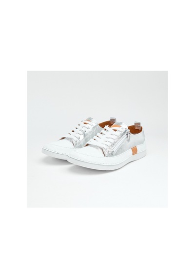 Derinet Günlük Hakiki Deri Kadın Sneaker Gümüş Gümüş