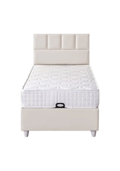 Baza Seti, Monaco Tek Kişilik Baza Başlık Maxi Yatak Seti, Krem - 100x200 Cm 100 x 200