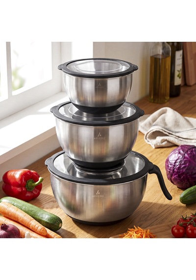 Aryıldız Black Steel 9 Parça Rendeli Karıştırma Kabı Çok Renkli