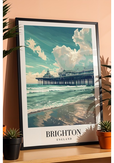 Brighton England Vintage Seyahat Posteri Çerçeveli Tablo - Premium Sahil Ve İskele Elit Duvar Dekoru Siyah Brighton England Vintage Seyahat Posteri Çerçeveli Tablo - Premium Sahil Ve İskele Elit Duvar Dekoru Siyah