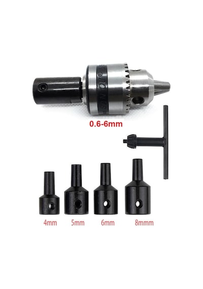 Motor için Küçük Anahtarlı Metal 6 MM Mandren 4 MM-8 MM Kaplinli Set