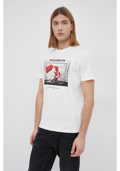 Jack & Jones Jack Jones Erkek T-shırt 12198772-dancer Beyaz