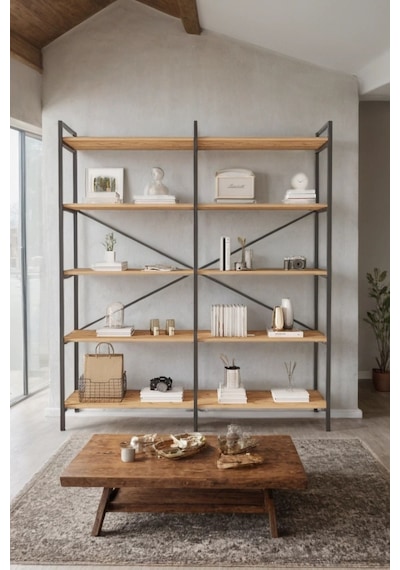 Nilamu Çam 150 Cm Kitaplık, Organizer, Ofis, Ev, 5 Raflı Kitaplık 150 170 34 Cm Atlantik Çam