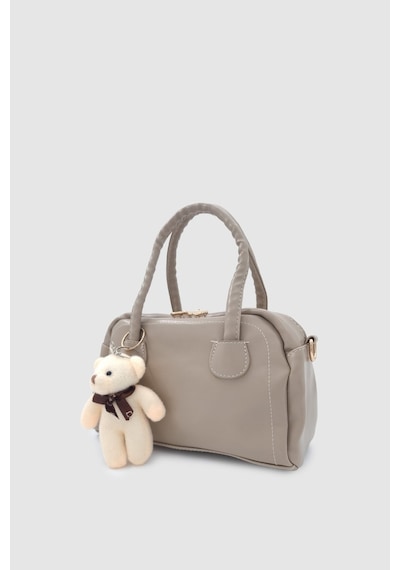 Wuclo Suera Ayıcık Charmlı Günlük Mini Tote Çapraz Askılı El Ve Kol Çantası Vizon