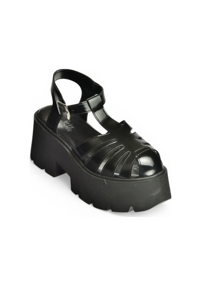 Fox Shoes Y272983109 Siyah Kalın Tabanlı Kadın Sandalet Ayakkabı