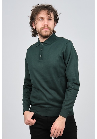 Pave Erkek Polo Yaka Yün Kazak 4538004 Yeşil Yeşil
