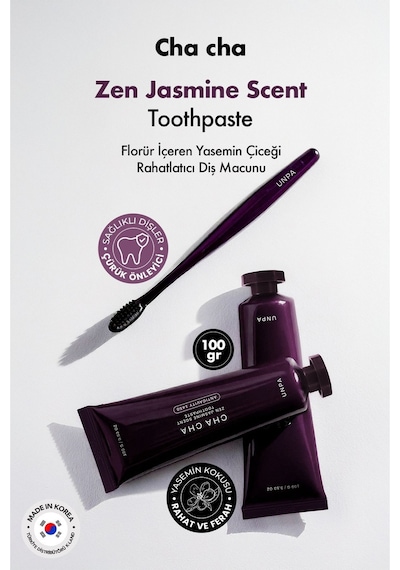 Unpa Florür İçeren Yasemin Çiçeği Vegan Kore Diş Macunu UNPA Cha Cha Zen Jasmine Toothpaste