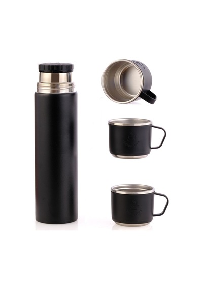 Akıllıelma-penguen Png-1050g Termos 500ml Çelik Gina Kamp 4 Parça Siyah Siyah