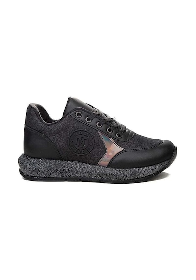 Tarzbu Modalendo Günlük Sneaker Yürüyüş Cilt Simli Siyah Kadın Ayakkabı Siyah