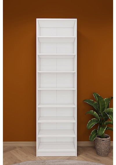 Asra Trend K-01 %100 MDF 60 cm 7 Raflı Kitaplık Ofis Dosya Rafı Kütüphane Beyaz