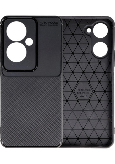 Oppo Reno 11f Uyumlu Kılıf Karbon Tasarım Kamera Korumalı Silikon Telefon Kılıfı Kapak Siyah
