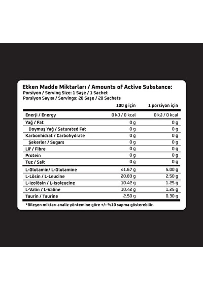 Kingsize Nutrition Bcaa + Glutamine Powder 12 Gr 20 Saşe - Karpuz