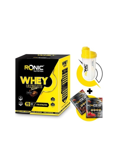 Whey Ultimate Protein Tozu 4000 Gr Çikolata Aromalı + Shaker Ve 2 Adet Tek Kullanımlık Whey Protein Ahududu