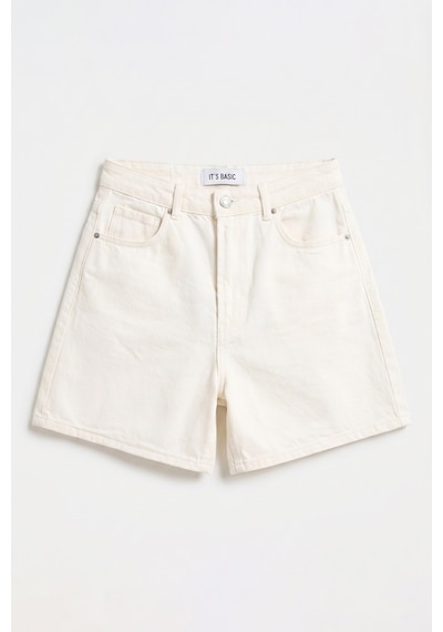 Itsbasic Kadın Raw Diana 7s6-69 Mom Fit Midi Boy Denim Şort
