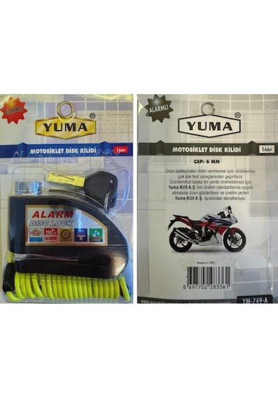 Yuma Motosiklet Disk Kilidi Alarmlı 110db