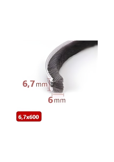 Cam Balkon, Sürgülü Kapı Fitili, Kıl Fitil Taban 6,7 Mm, Yükseklik 6 Mm, Uzunluk 10 Metre 67x600 Diğer