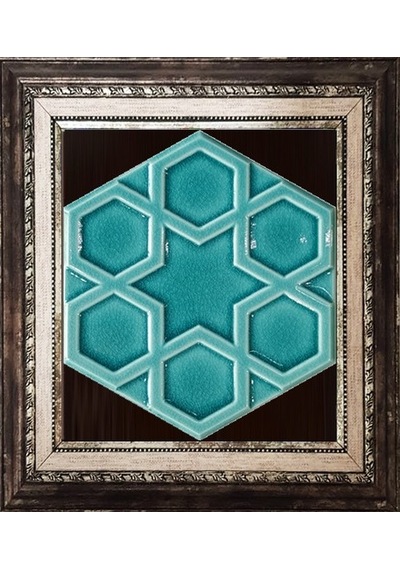 Armada Çini 15X17 Cm Rölyefli Yıldız Turkuaz Altıgen Çini Pano