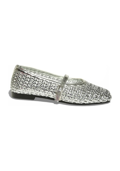 Fox Shoes Y726431709 Gümüş Örgü Görünümlü Kadın Babet Gümüş