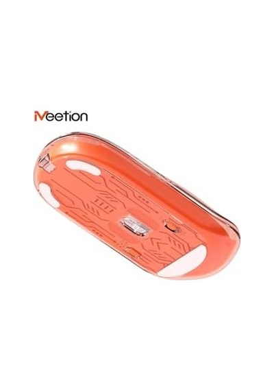 Meetion Btm005 Turuncu Saydam Ofis Mouse 2.4g Kablosuz + Çift Bluetooth Sessiz Tıklama 2400 Dpı