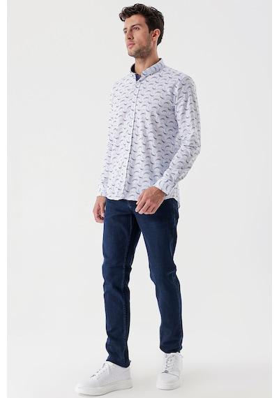 İmza Beyaz Uzun Kollu Baskılı Bez Ayağı Cepsiz Garnili Klasik Slim Fit Dar Kesim Gömlek 1004230228 Leylak Beyaz İmza Beyaz Uzun Kollu Baskılı Bez Ayağı Cepsiz Garnili Klasik Slim Fit Dar Kesim Gömlek 1004230228 Leylak Beyaz