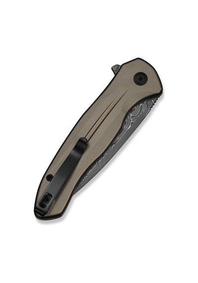 Civivi Button Lock Kitefin Brownish Gray Aluminum Handle Damascus Blade Kamp Çakı Gri