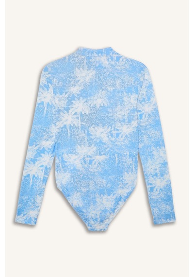 Defacto Regular Fıt Palmiye Desenli 4lü Burkini Mayo G7444ax26hsbe376 Mavi-be376