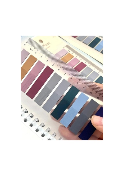 10 Renkli Cetvelli Retro Koyu Tonlar Şeffaf Pet İndeks Sticker/index/postit/kitap Ayracı/not Kağıdı