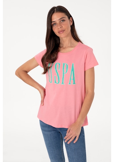 U.S. Polo Assn. Kadın Pembe Bisiklet Yaka Tişört 50305842-VR041