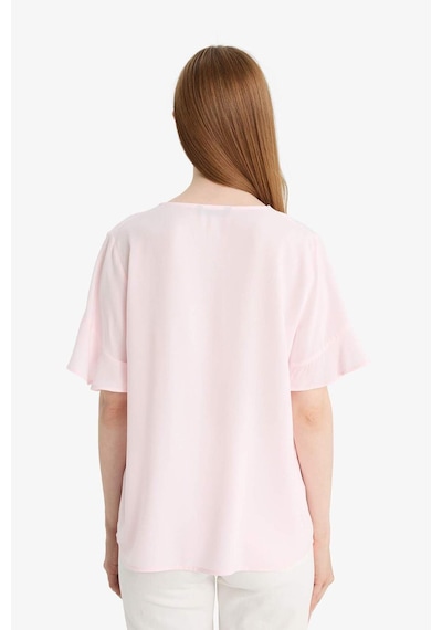 Defacto Regular Fit V Yaka Kısa Kollu Gömlek F6086ax25smpn436 Pembe