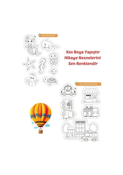 Kes Boya Yapıştır Hikayeyi Sen Renklendir - Tik - Kes Yapıştır Etkinlik Kitabı
