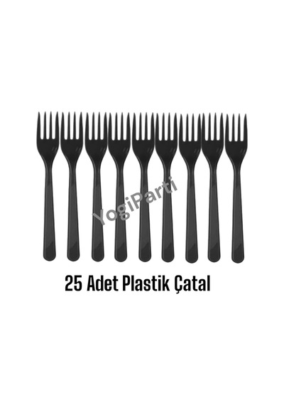 Plastik Çatal 25'li Siyah Çatal Renkli Tüm Yaşlar