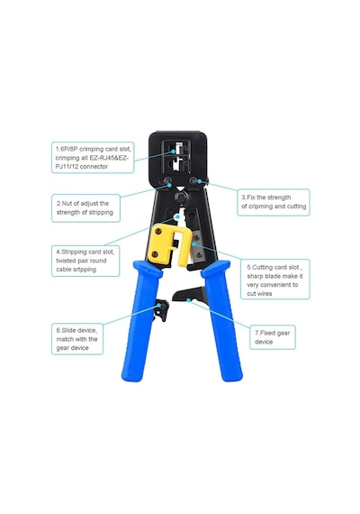Yeni Nesil Rj45 Rj11 Rj12 Cat5 Cat6 Ez Konnektör Sıkma Pensesi
