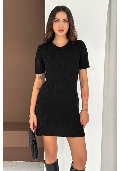Noa & Noa Kadın Nervürlü Mini Triko Elbise Noir Form Siyah Noa & Noa Kadın Nervürlü Mini Triko Elbise Noir Form Siyah